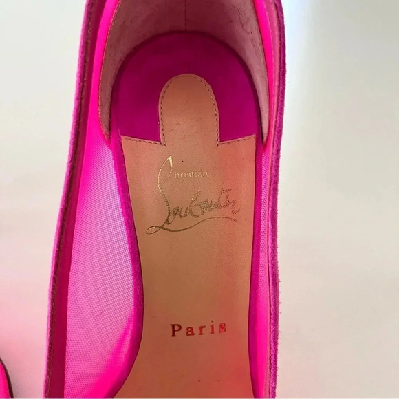 Christian Louboutin Galaviti 100 pink mesh suede heels 38.5 - Picture 3 of 14